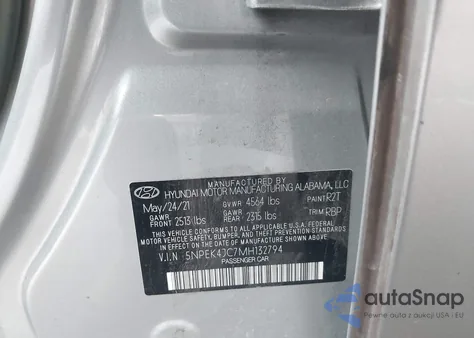 2021 Hyundai Sonata N Line from USA, damaged, VIN 5NPEK4JC7MH132794